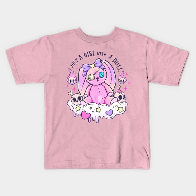 Hot goth doll Kids T-Shirt by Positively Petal Perfect 